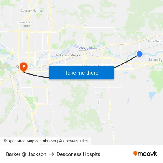 Barker @ Jackson to Deaconess Hospital map