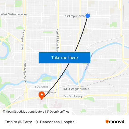 Empire @ Perry to Deaconess Hospital map