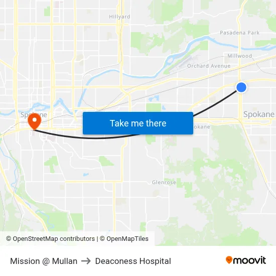 Mission @ Mullan to Deaconess Hospital map