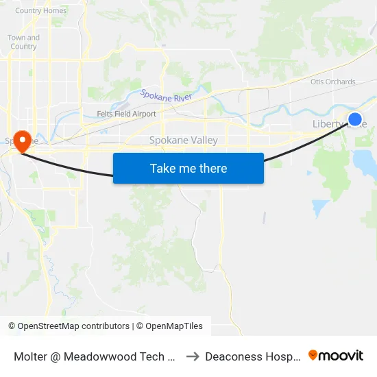 Molter @ Meadowwood Tech Park to Deaconess Hospital map