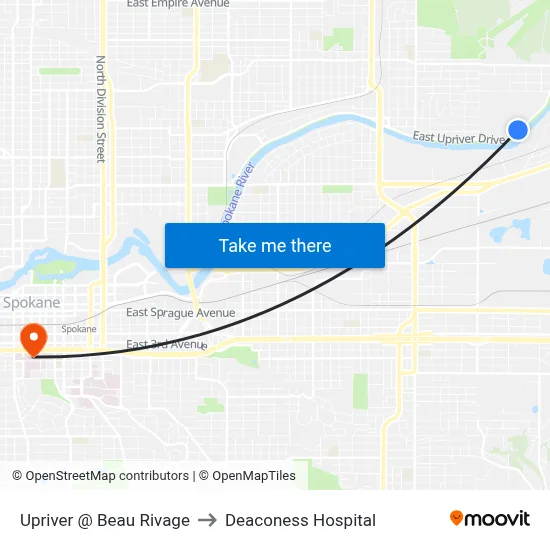 Upriver @ Beau Rivage to Deaconess Hospital map