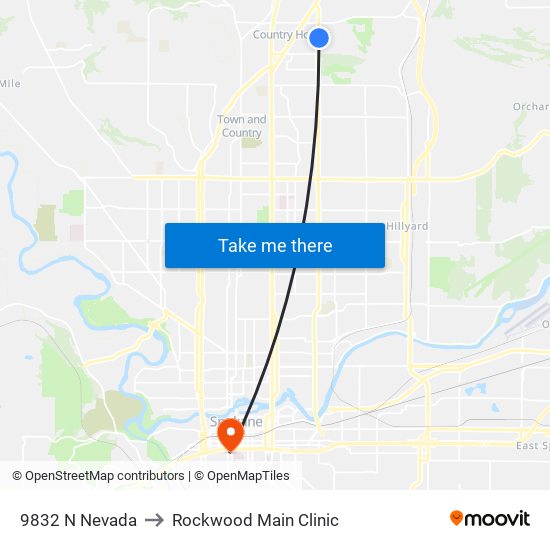 9832 N Nevada to Rockwood Main Clinic map