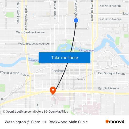 Washington @ Sinto to Rockwood Main Clinic map