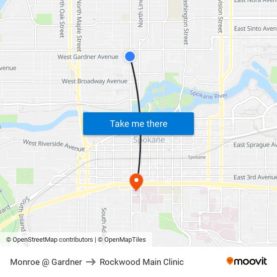 Monroe @ Gardner to Rockwood Main Clinic map