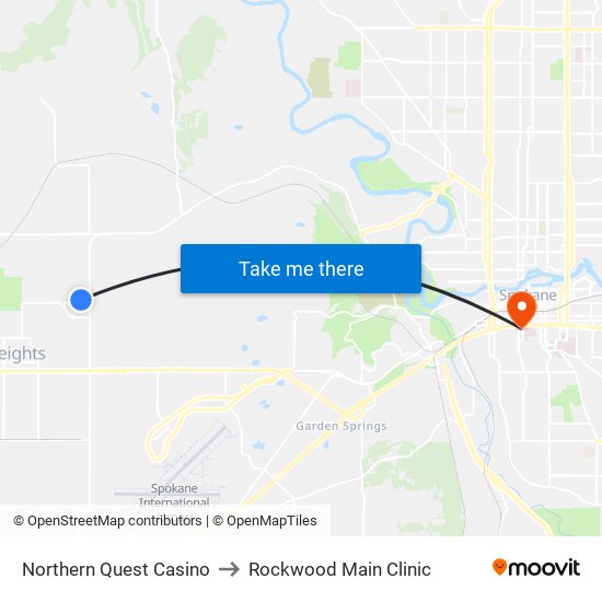 Northern Quest Casino to Rockwood Main Clinic map