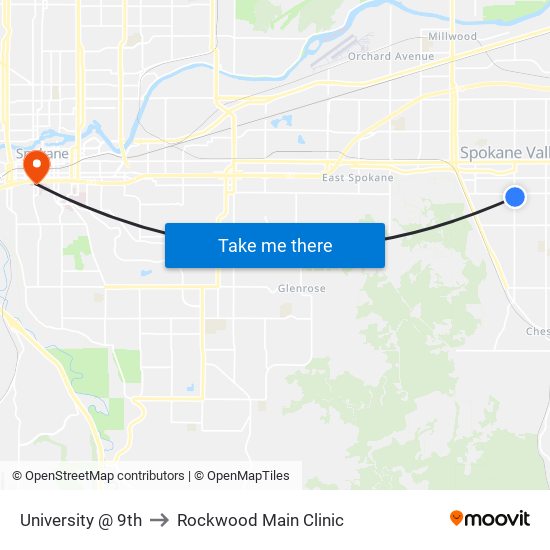 University @ 9th to Rockwood Main Clinic map