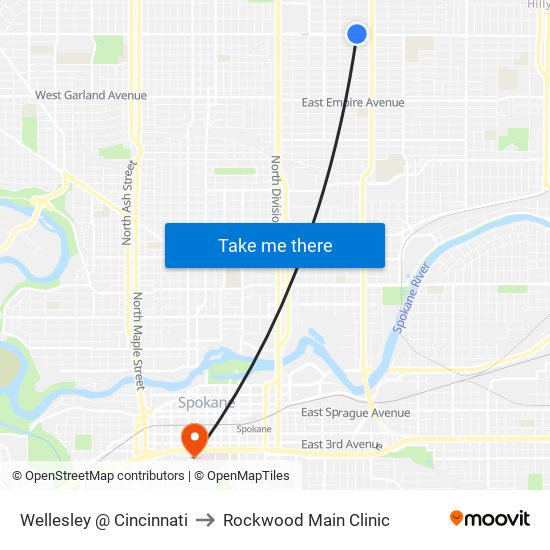 Wellesley @ Cincinnati to Rockwood Main Clinic map