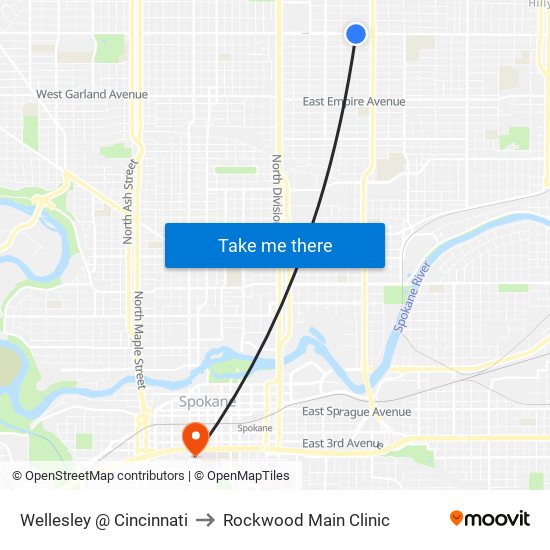 Wellesley @ Cincinnati to Rockwood Main Clinic map