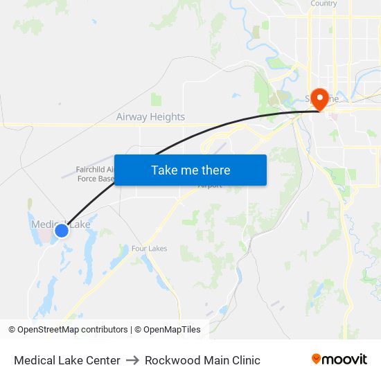Medical Lake Center to Rockwood Main Clinic map