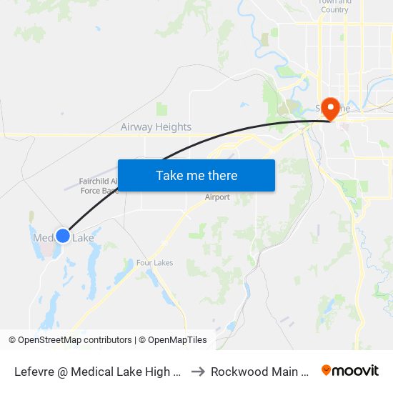 Lefevre @ Medical Lake High School to Rockwood Main Clinic map