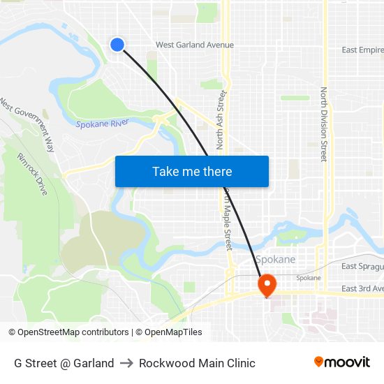 G Street @ Garland to Rockwood Main Clinic map