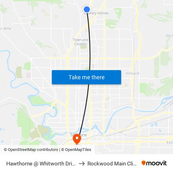 Hawthorne @ Whitworth Drive to Rockwood Main Clinic map