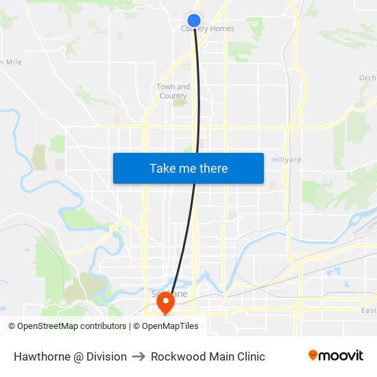 Hawthorne @ Division to Rockwood Main Clinic map