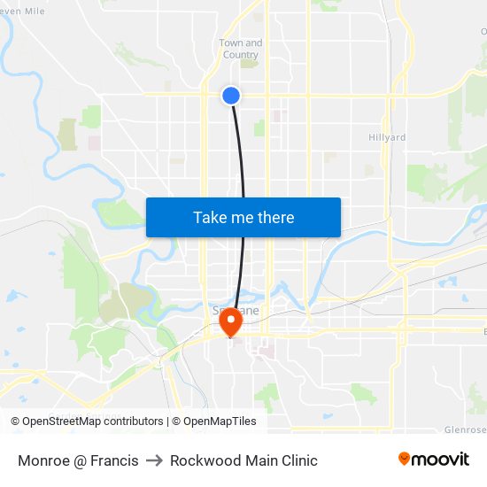 Monroe @ Francis to Rockwood Main Clinic map