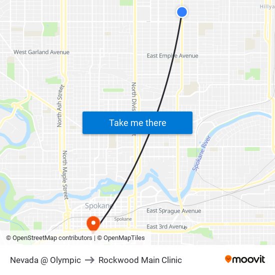 Nevada @ Olympic to Rockwood Main Clinic map
