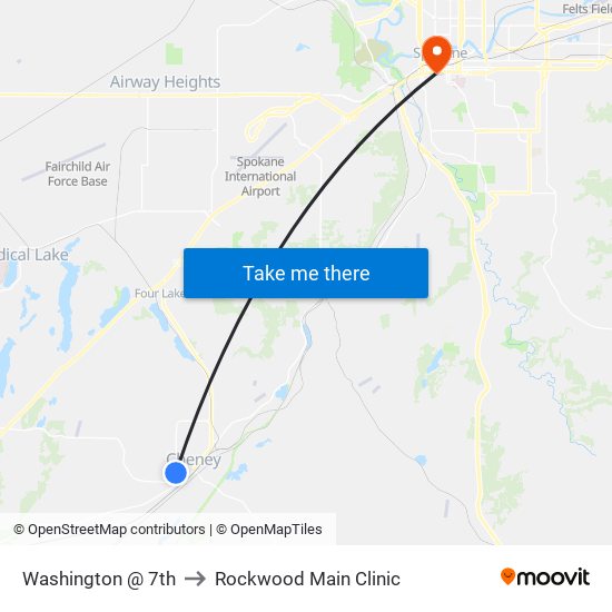 Washington @ 7th to Rockwood Main Clinic map