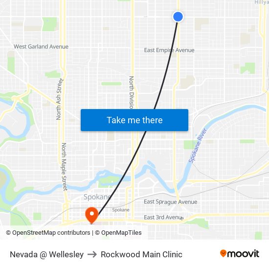 Nevada @ Wellesley to Rockwood Main Clinic map