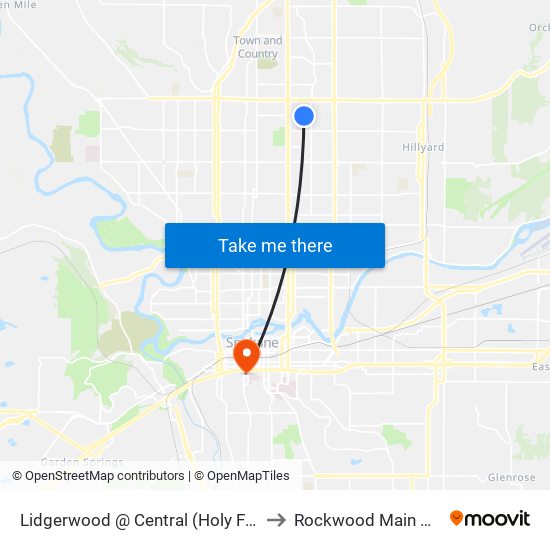 Lidgerwood @ Central (Holy Family) to Rockwood Main Clinic map