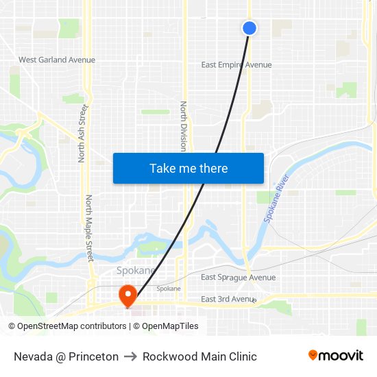 Nevada @ Princeton to Rockwood Main Clinic map