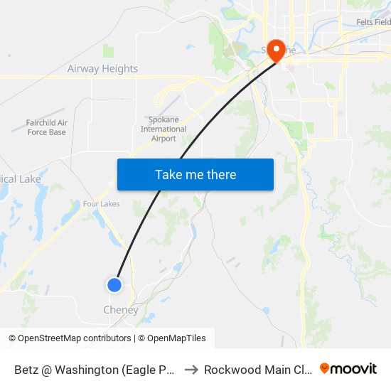 Betz @ Washington (Eagle Point) to Rockwood Main Clinic map