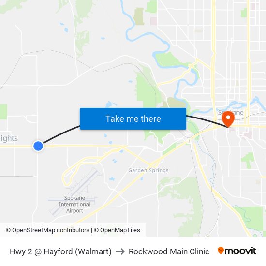 Hwy 2 @ Hayford (Walmart) to Rockwood Main Clinic map