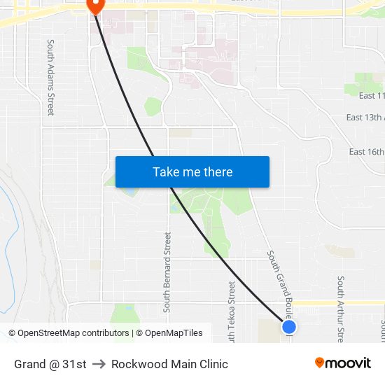 Grand @ 31st to Rockwood Main Clinic map