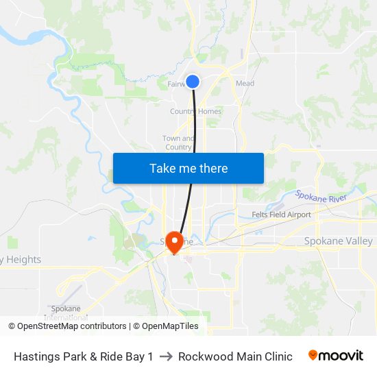 Hastings Park & Ride Bay 1 to Rockwood Main Clinic map