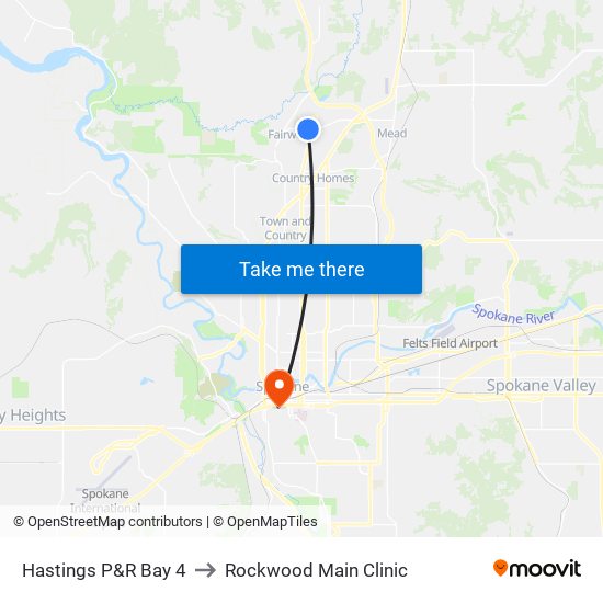 Hastings P&R Bay 4 to Rockwood Main Clinic map
