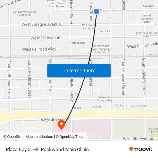 Plaza Bay 3 to Rockwood Main Clinic map