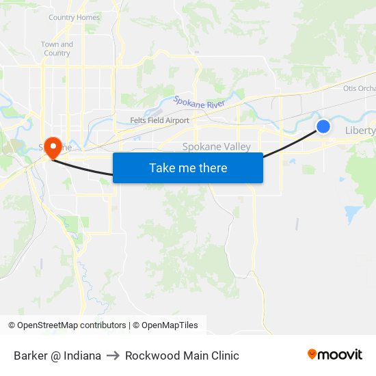 Barker @ Indiana to Rockwood Main Clinic map
