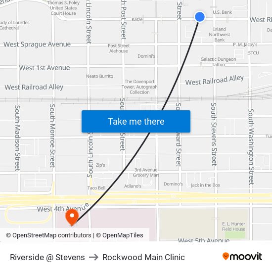 Riverside @ Stevens to Rockwood Main Clinic map