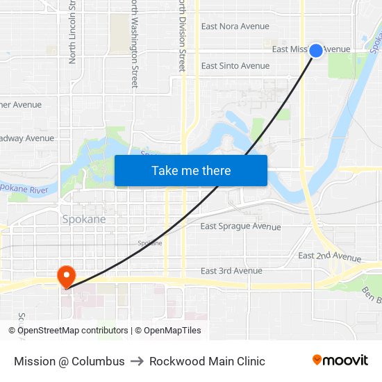 Mission @ Columbus to Rockwood Main Clinic map