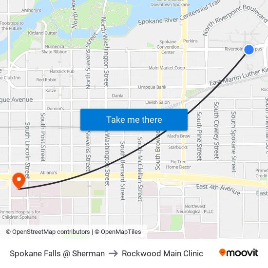 Spokane Falls @ Sherman to Rockwood Main Clinic map