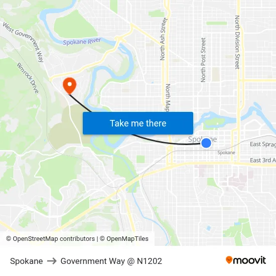 Spokane to Government Way @ N1202 map