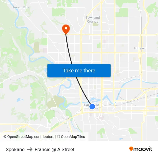 Spokane to Francis @ A Street map