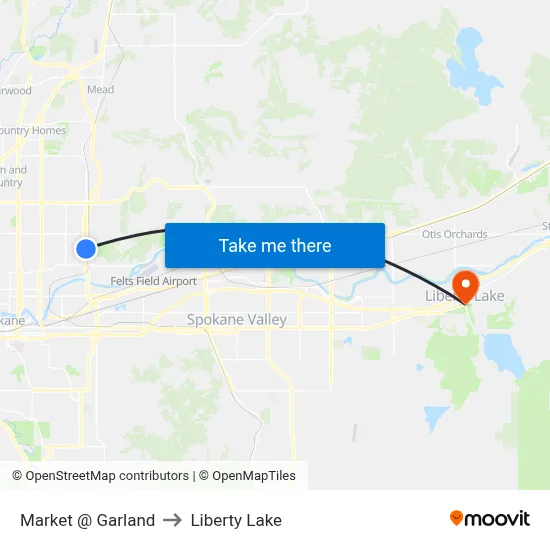 Market @ Garland to Liberty Lake map