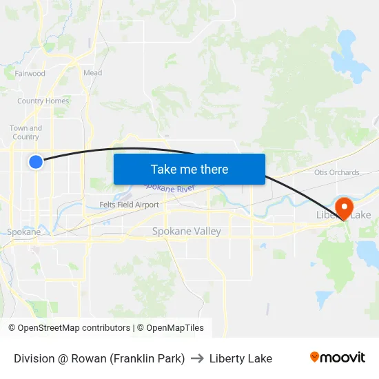 Division @ Rowan (Franklin Park) to Liberty Lake map