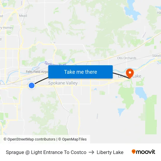 Sprague @ Light Entrance To Costco to Liberty Lake map