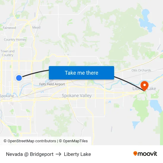 Nevada @ Bridgeport to Liberty Lake map