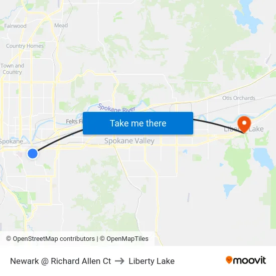 Newark @ Richard Allen Ct to Liberty Lake map