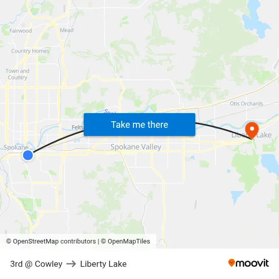 3rd @ Cowley to Liberty Lake map