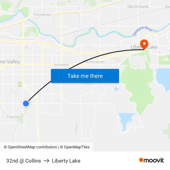 32nd @ Collins to Liberty Lake map