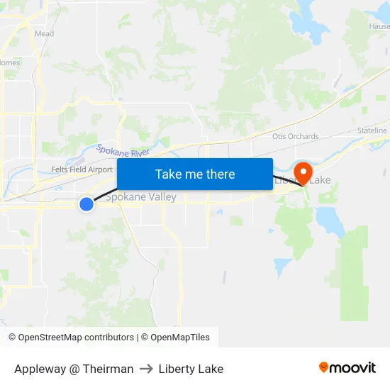Appleway @ Theirman to Liberty Lake map