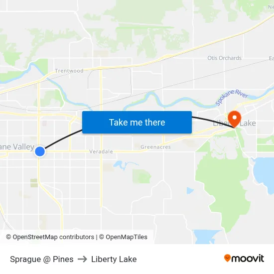 Sprague @ Pines to Liberty Lake map