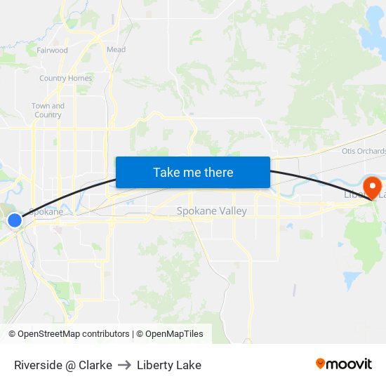 Riverside @ Clarke to Liberty Lake map