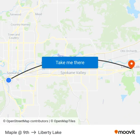 Maple @ 9th to Liberty Lake map