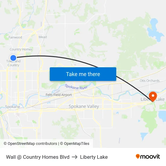 Wall @ Country Homes Blvd to Liberty Lake map