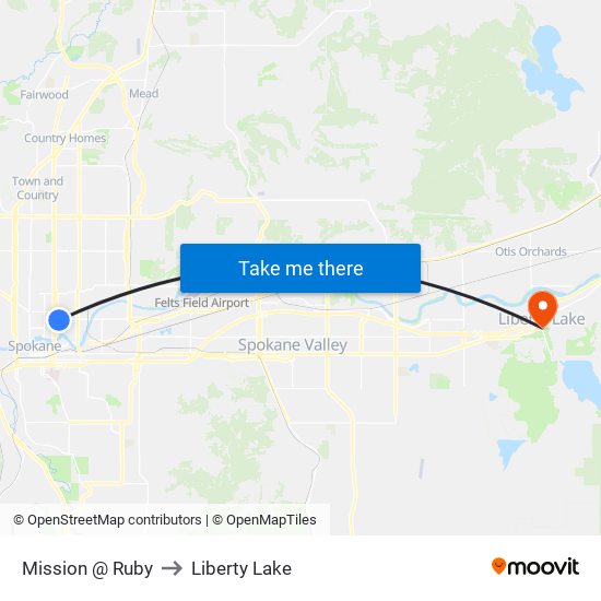 Mission @ Ruby to Liberty Lake map