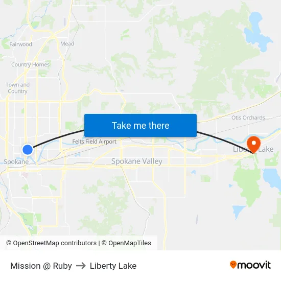Mission @ Ruby to Liberty Lake map