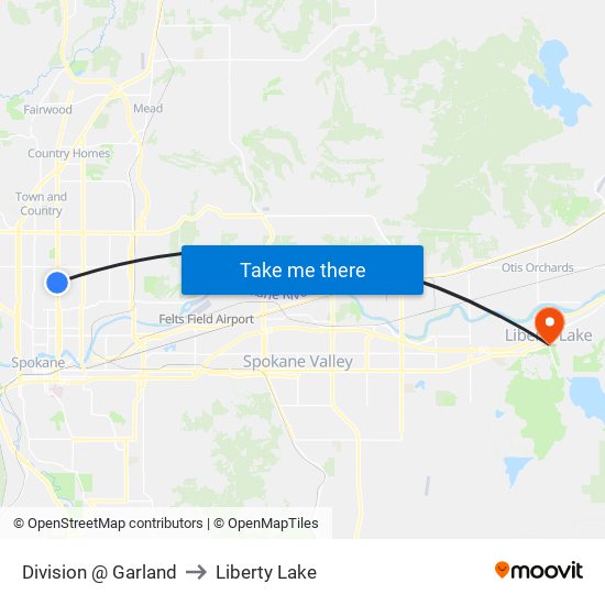 Division @ Garland to Liberty Lake map